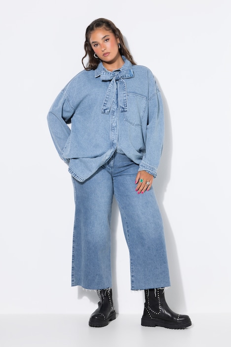 Jeans-Culotte, Wide Legs, cutted Saum