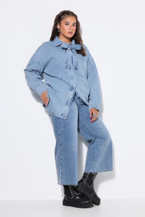 Jeans-Culotte, Wide Legs, cutted Saum