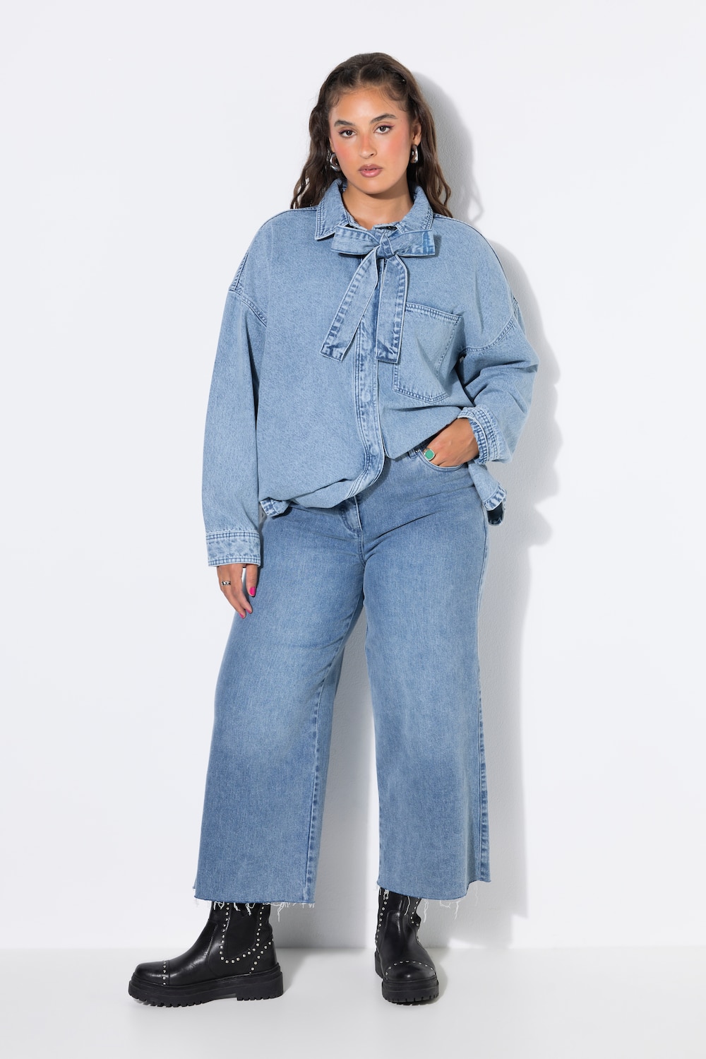 Jeans-Culotte, Wide Legs, cutted Saum