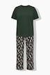 Schlafanzug, Zweiteiler, uni Shirt, lange Hose mit Print