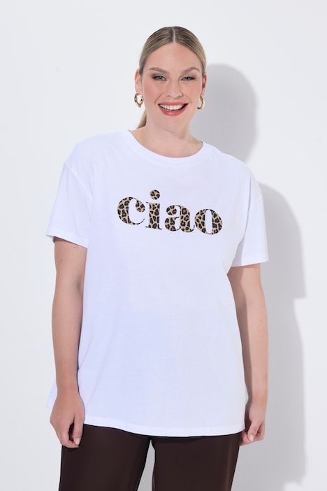 T-Shirt, Boxy Fit, Leo-Schriftzug