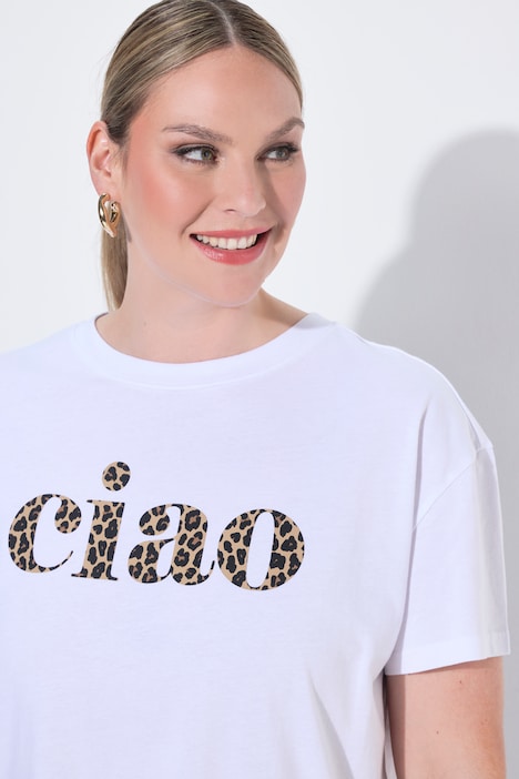 T-Shirt, Boxy Fit, Leo-Schriftzug
