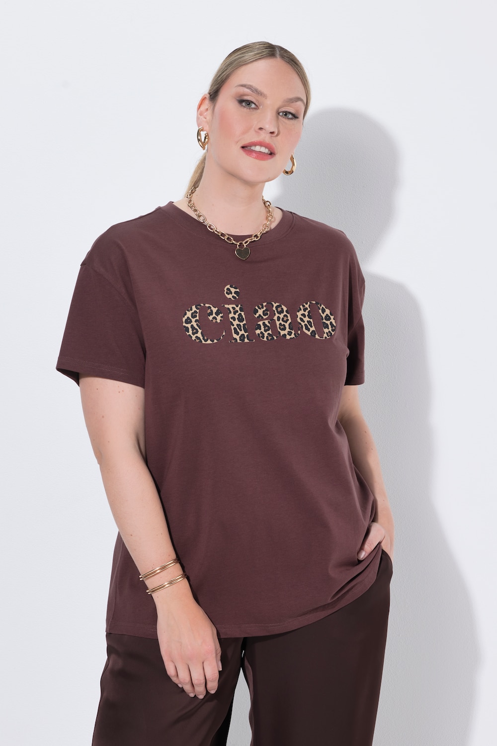 T-Shirt, Boxy Fit, Leo-Schriftzug