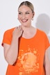 T-shirt, A-line, smiley print, longer hem at the back