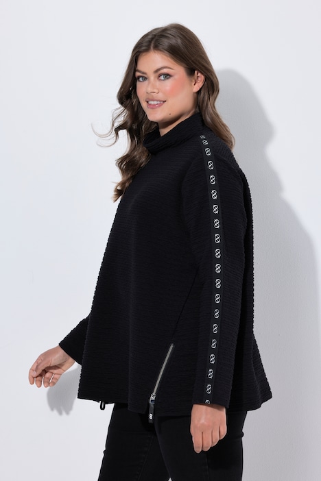 Strucktur Sweatshirt, Langarm, Stehkragen