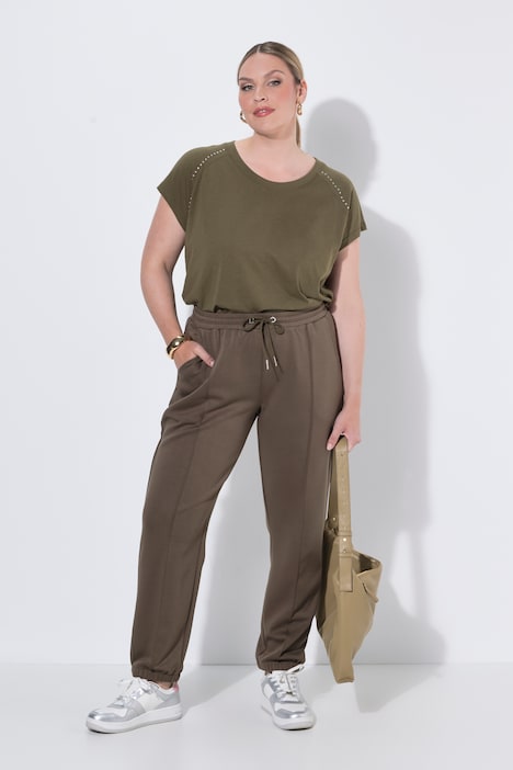 Jersey trousers, pressed pleat, elasticated waistband
