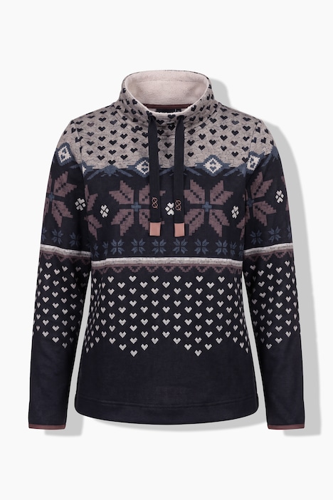 Pull en maille polaire. Motif norvégien. Manches longues, col montant