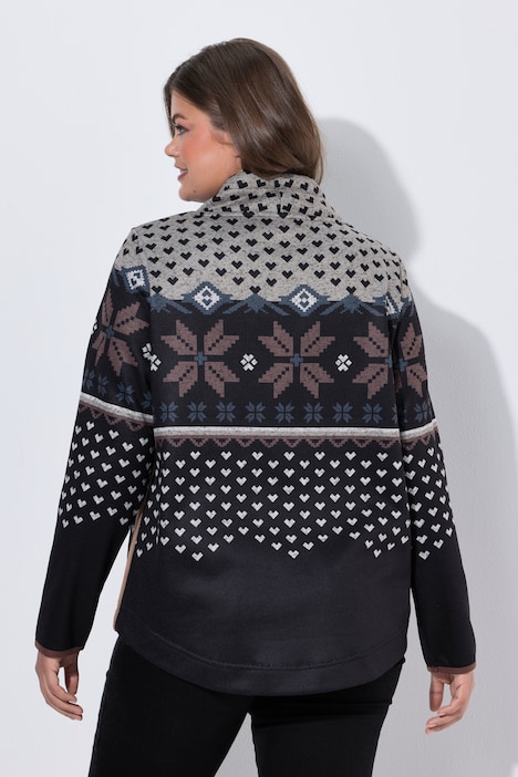 Pull en maille polaire. Motif norvégien. Manches longues, col montant