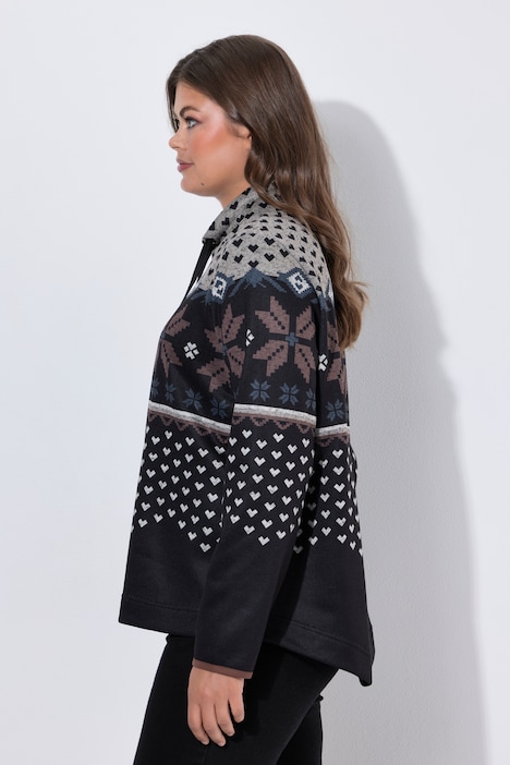 Pull en maille polaire. Motif norvégien. Manches longues, col montant