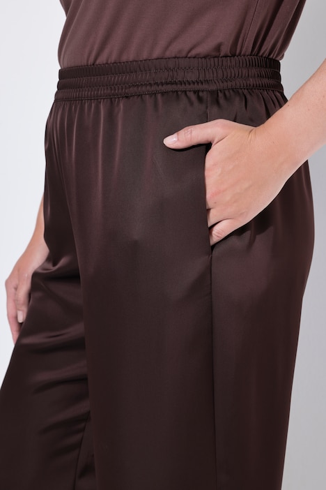 Satin-Hose, weites Bein, Elastikbund
