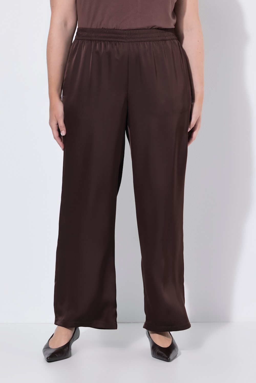 Satin-Hose, weites Bein, Elastikbund