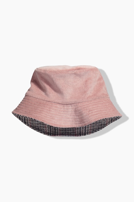 Wende-Bucket-Hat, Cord / Hahnentrittmuster