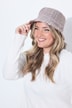 Wende-Bucket-Hat, Cord / Hahnentrittmuster