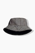 Wende-Bucket-Hat, Cord / Hahnentrittmuster