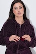 Homewear-Overall, Plüsch, Punkte, Kapuze, Langarm