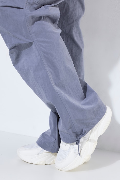 Pantalon cargo Rose, jambe large, plis aux genoux et taille élastique