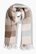 Pleated scarf, checked pattern, fringing, extra wide