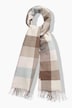Pleated scarf, checked pattern, fringing, extra wide
