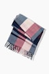 Pleated scarf, checked pattern, fringing, extra wide