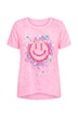 T-Shirt, A-Linie, Ausbrennerjersey, bunter Smiley