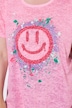 T-Shirt, A-Linie, Ausbrennerjersey, bunter Smiley