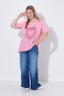 T-Shirt, A-Linie, Ausbrennerjersey, bunter Smiley
