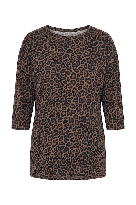 Tričko, boxy střih, leopardí vzor, 3/4 rukáv