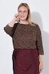 T-shirt, coupe boxy, motif léopard, manches 3/4