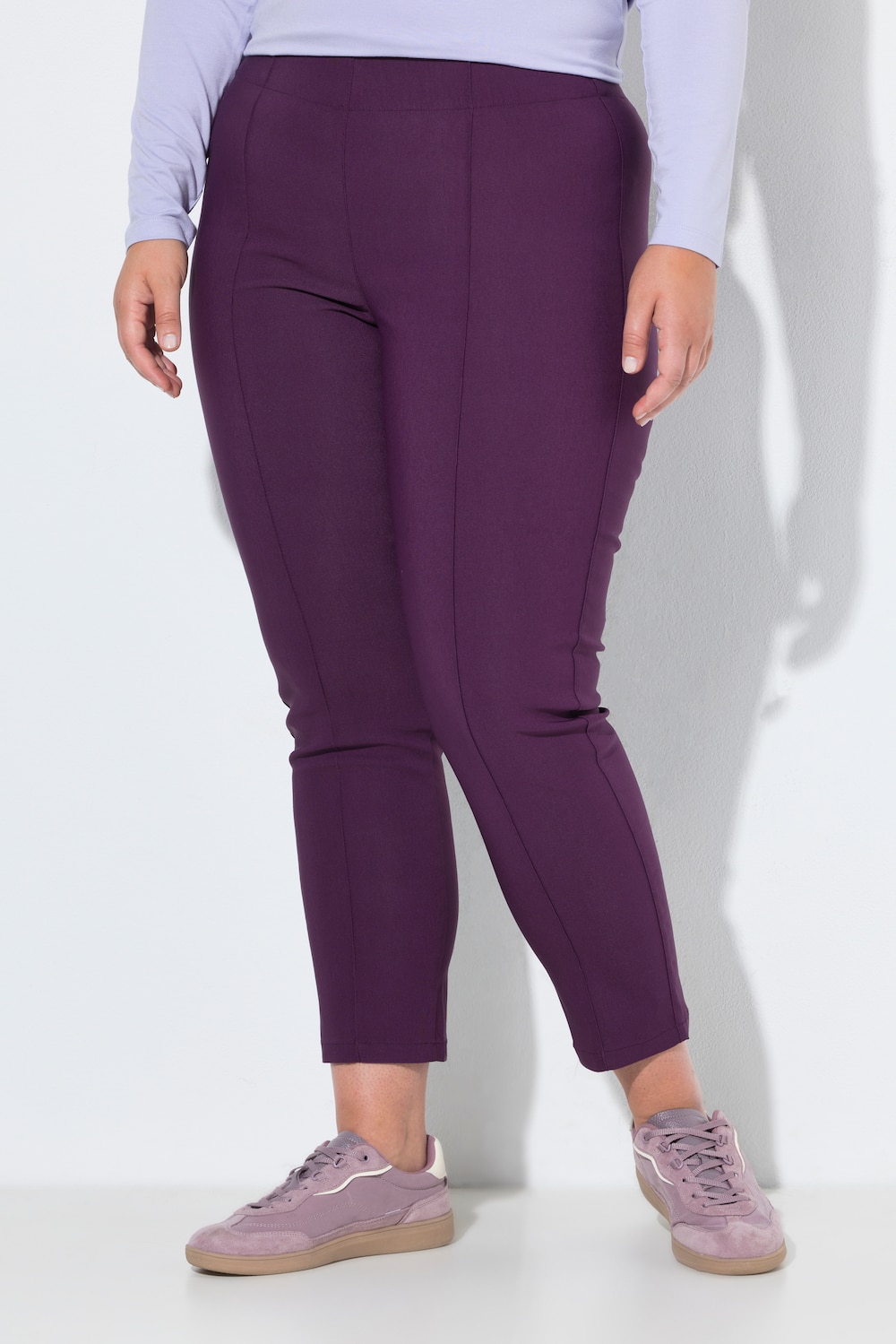 Bengaline broek, slim fit, bies, elastische tailleband