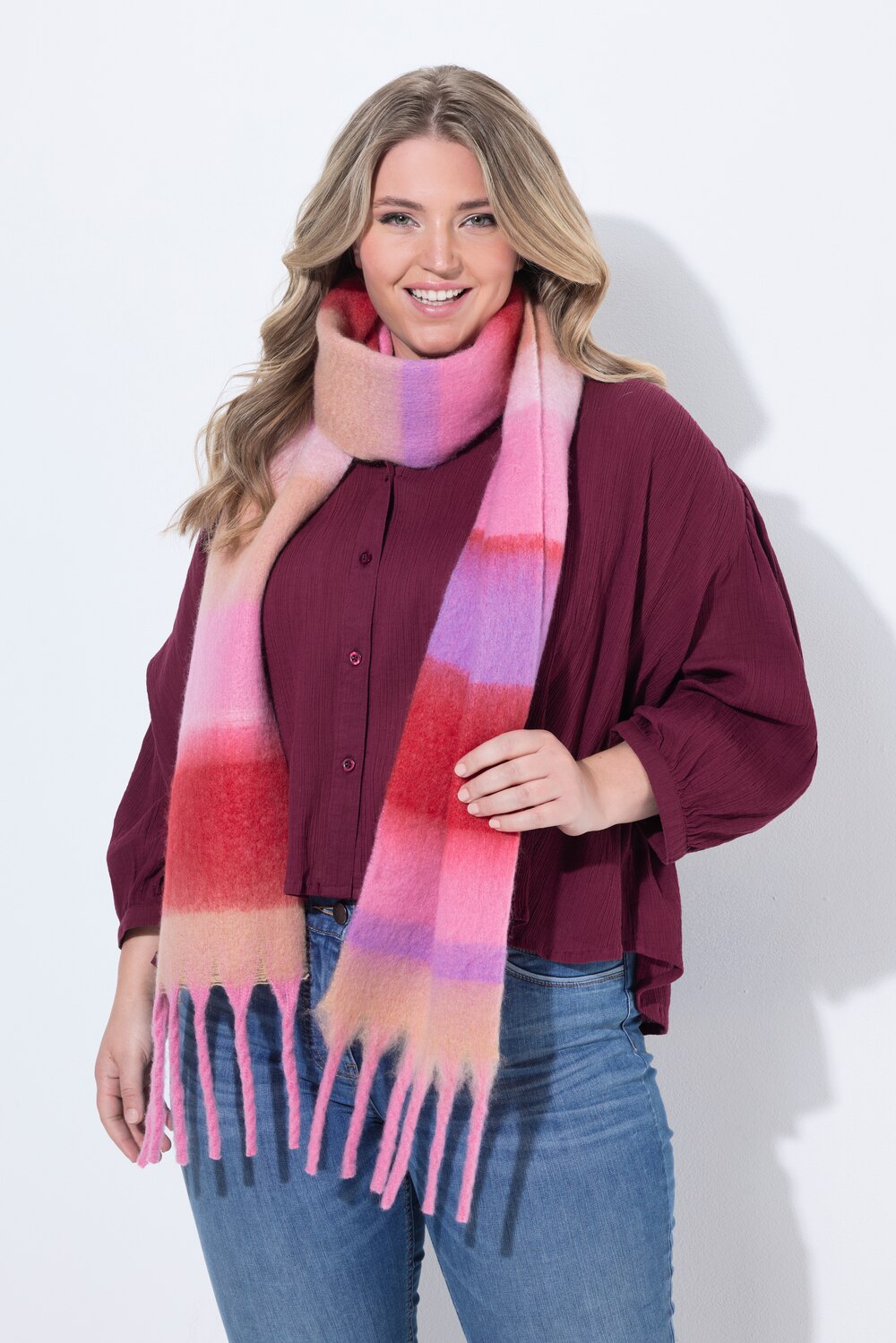 Strickschal, Farbverlauf, Fransen