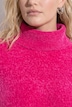 Strickkleid, Chenille, A-Linie, Rollkragen, Langarm