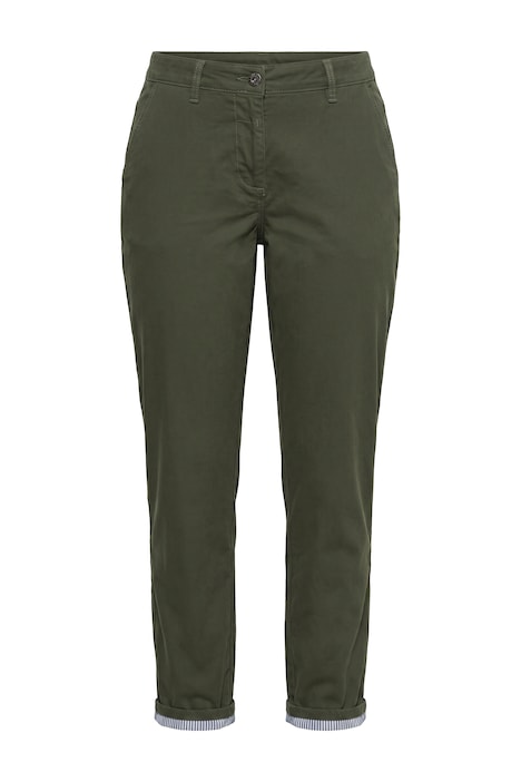 Chinohose, Streifendetails, Saumumschlag