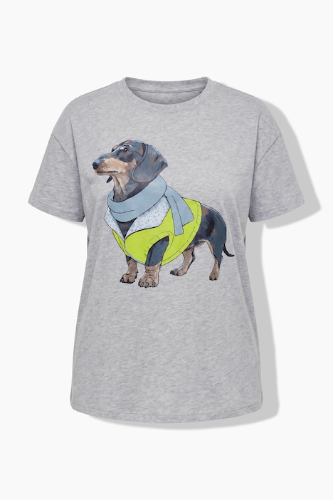 T-Shirt, Boxy Fit, Dackel Fashion-Motiv, Halbarm