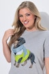 T-Shirt, Boxy Fit, Dackel Fashion-Motiv, Halbarm