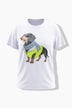 T-shirt, coupe Boxy, motif mode teckel, manches mi-hauteur