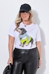 T-shirt, coupe Boxy, motif mode teckel, manches mi-hauteur