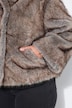 Fellimitat-Jacke, oversized, Stehkragen, Druckknöpfe, Satinfutter