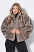 Fellimitat-Jacke, oversized, Stehkragen, Druckknöpfe, Satinfutter