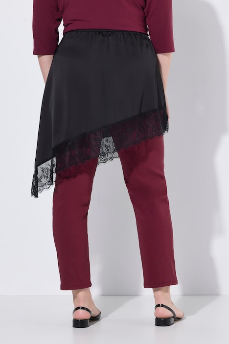 Satin-Rock, A-Linie, Spitzenkante am asymmetrischen Saum