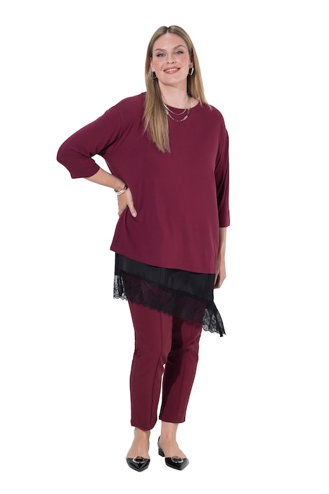 Satin-Rock, A-Linie, Spitzenkante am asymmetrischen Saum