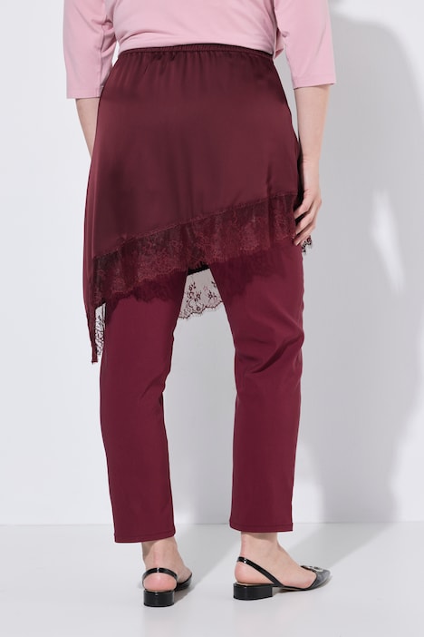 Satin-Rock, A-Linie, Spitzenkante am asymmetrischen Saum