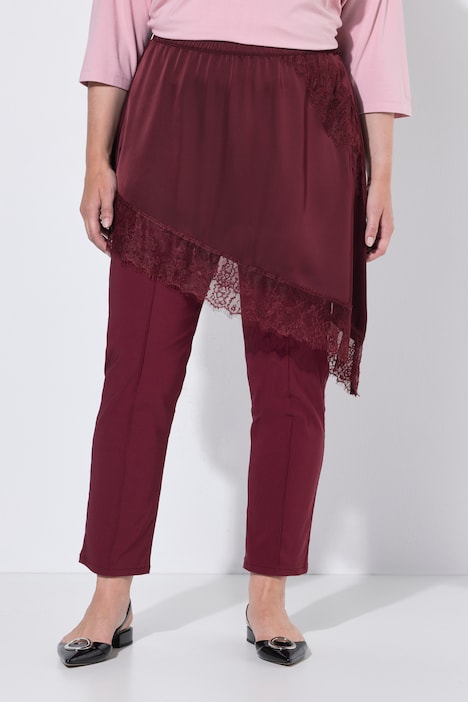Satin-Rock, A-Linie, Spitzenkante am asymmetrischen Saum
