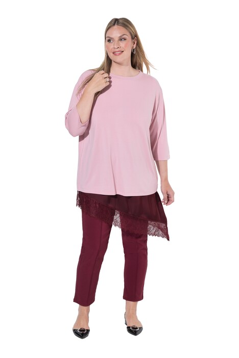 Satin-Rock, A-Linie, Spitzenkante am asymmetrischen Saum