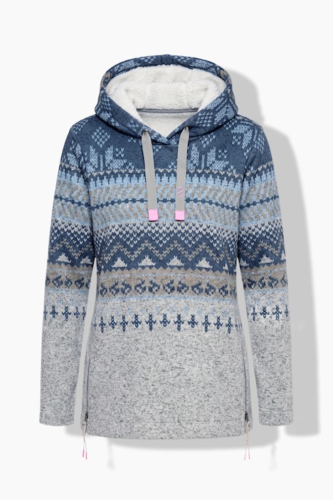 Norweger-Strick-Fleece-Pullover,Kapuze