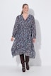 Robe midi en mousseline, effet cache-cœur, coupe en A, imprimé all-over