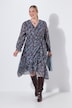 Robe midi en mousseline, effet cache-cœur, coupe en A, imprimé all-over