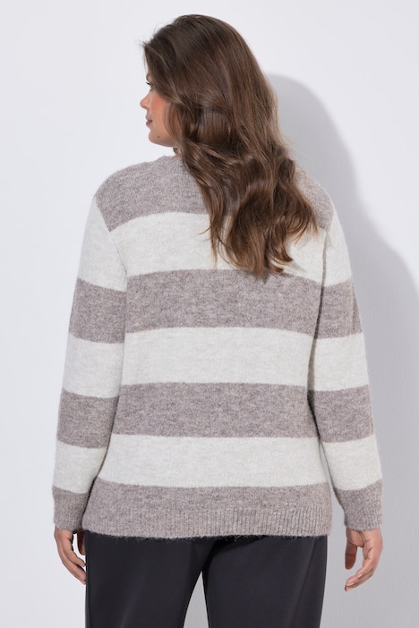 Ringel-Strickpullover, Rundhals, Langarm