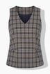 Toppi, Slim Fit, ruudullinen, V-pääntie, koristesauma vyötäröllä