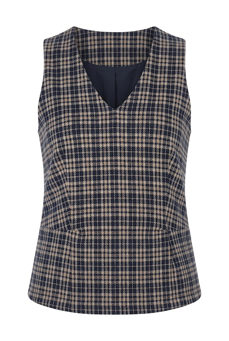 Top, Slim Fit, Karo, V-Ausschnitt, Ziernaht in der Taille.