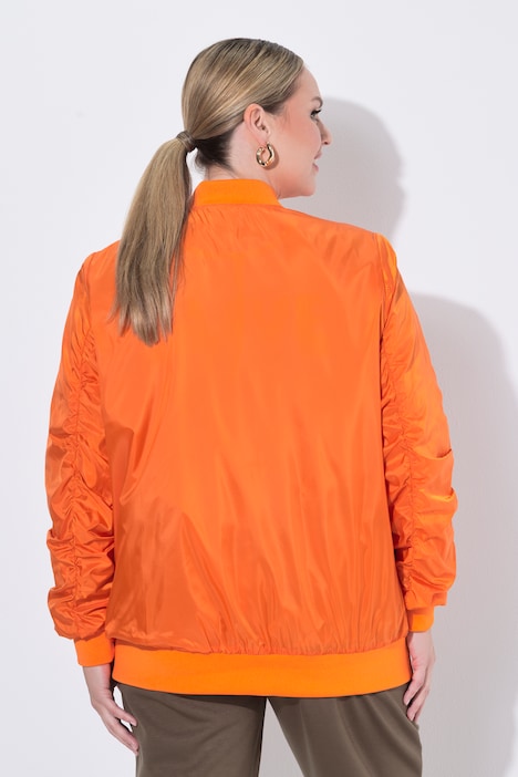 Blouson, relaxed fit, ruched long sleeve, colour-contrast cuffs